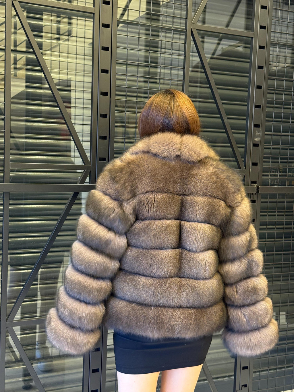Brown Fox Fur Short Jacket: Handmade Luxury Sable Color Winter Coat