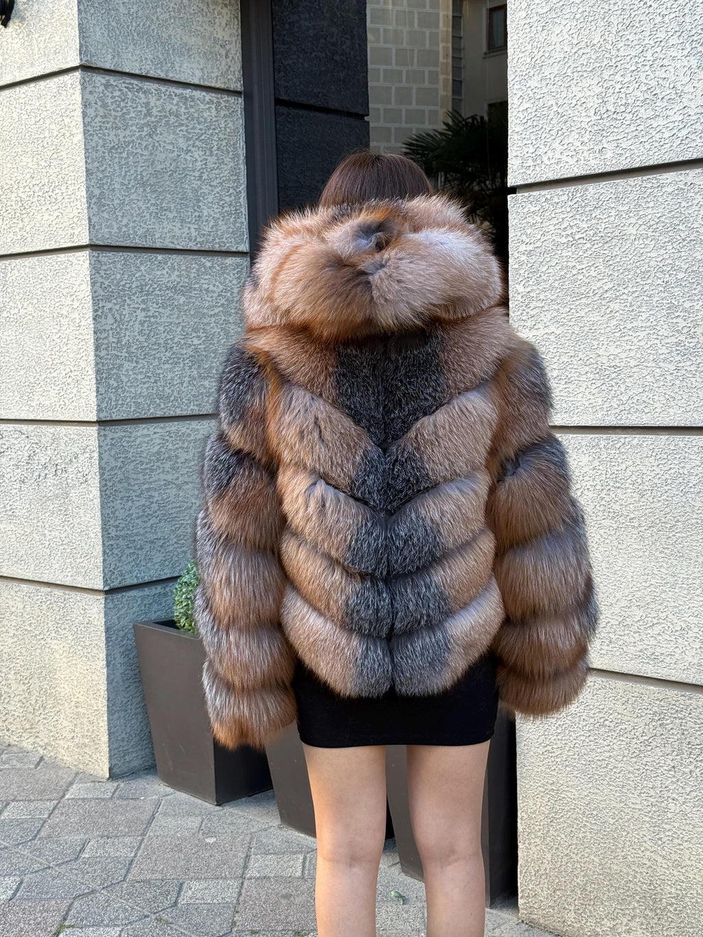Genuine Fox Fur Jacket: Detachable Hood & Sleeves, Handmade Elegant Fur Coat