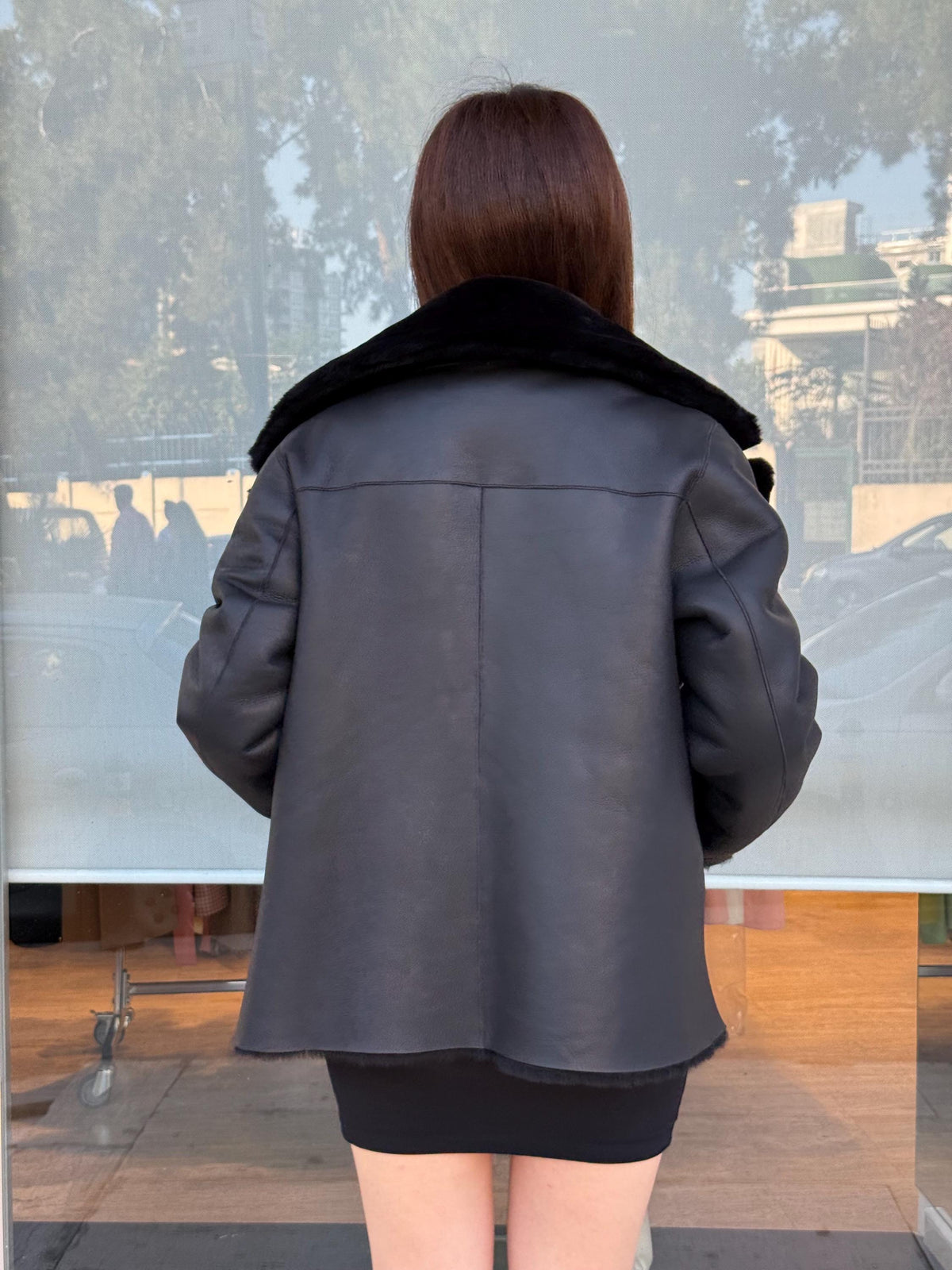Reversible Black Shearling Coat: Winter Handmade Lamb Fur Jacket For Women