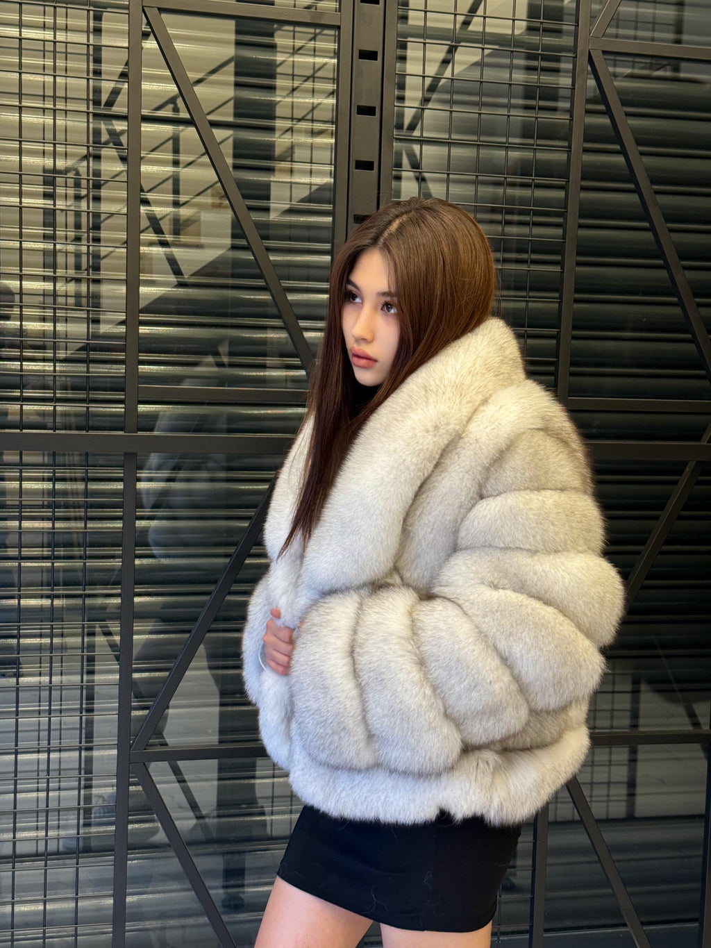 White Fox Fur Jacket, Women’s Handmade Short Fur Coat