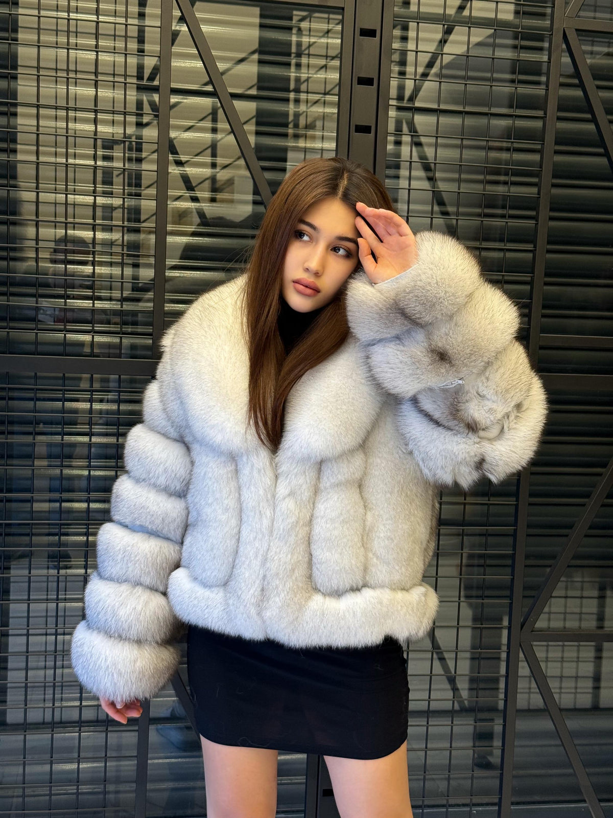 White Fox Fur Jacket, Women’s Handmade Short Fur Coat