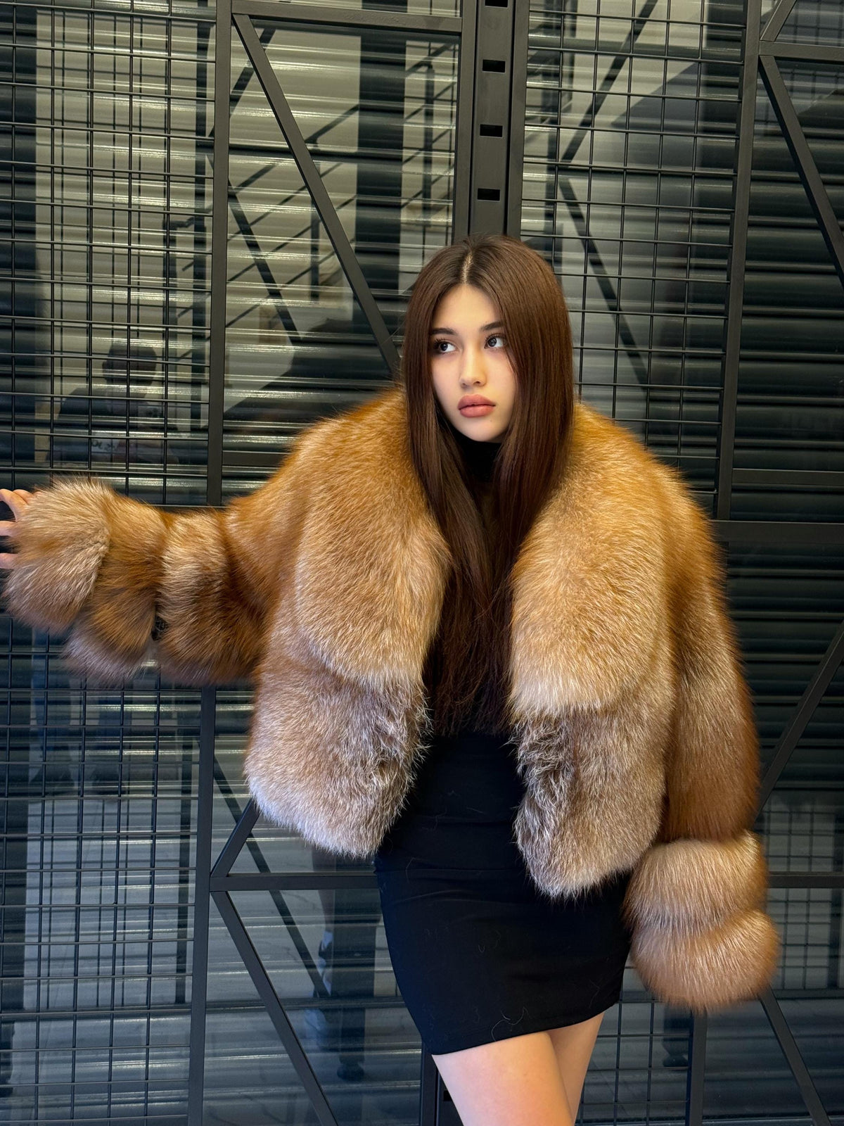 Luxury Fox Fur Jacket, Handmade Winter Fur Coat. Short Fox Fur Coat. Women Fox Fur Jacket. Red Fox Fur Jacket