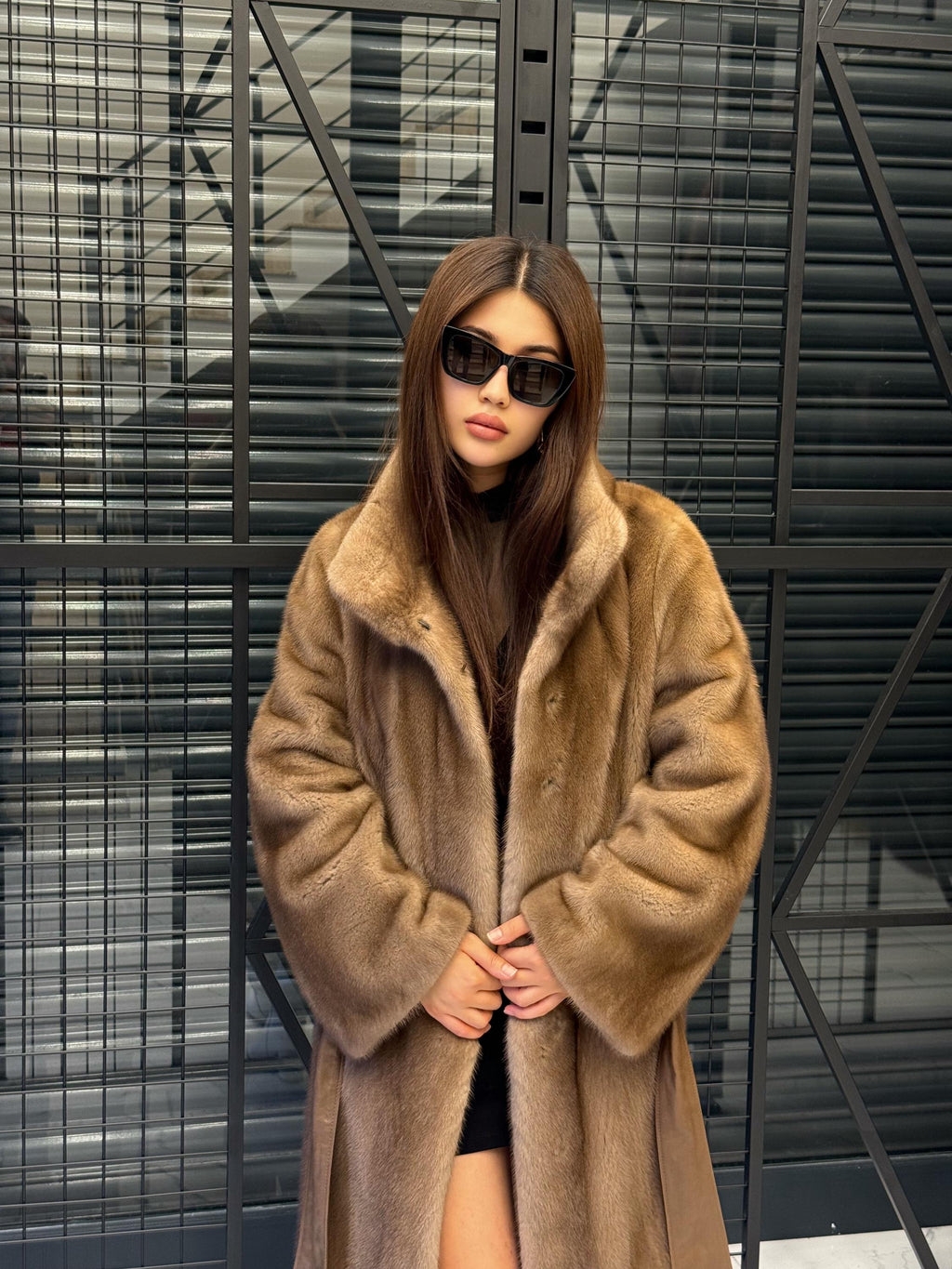 Luxury Brown Mink Fur Coat – Premium Quality Real Fur | Long Belted Winter Overcoat | Elegant Classic Outerwear | Limited Edition