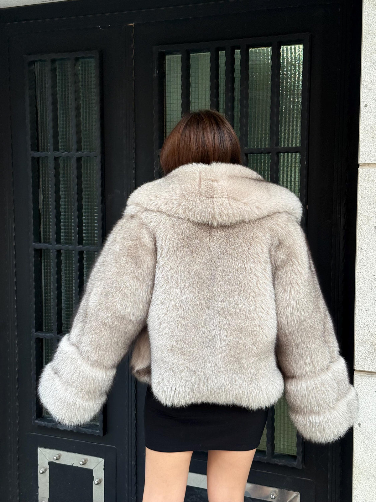 Women’s Beige Fox Fur Coat, Luxury Handmade Full Skin Winter Fur Coat