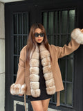 Camel Short Cashmere Blend Jacket | Front & Cuffs Fox Fur Jacket