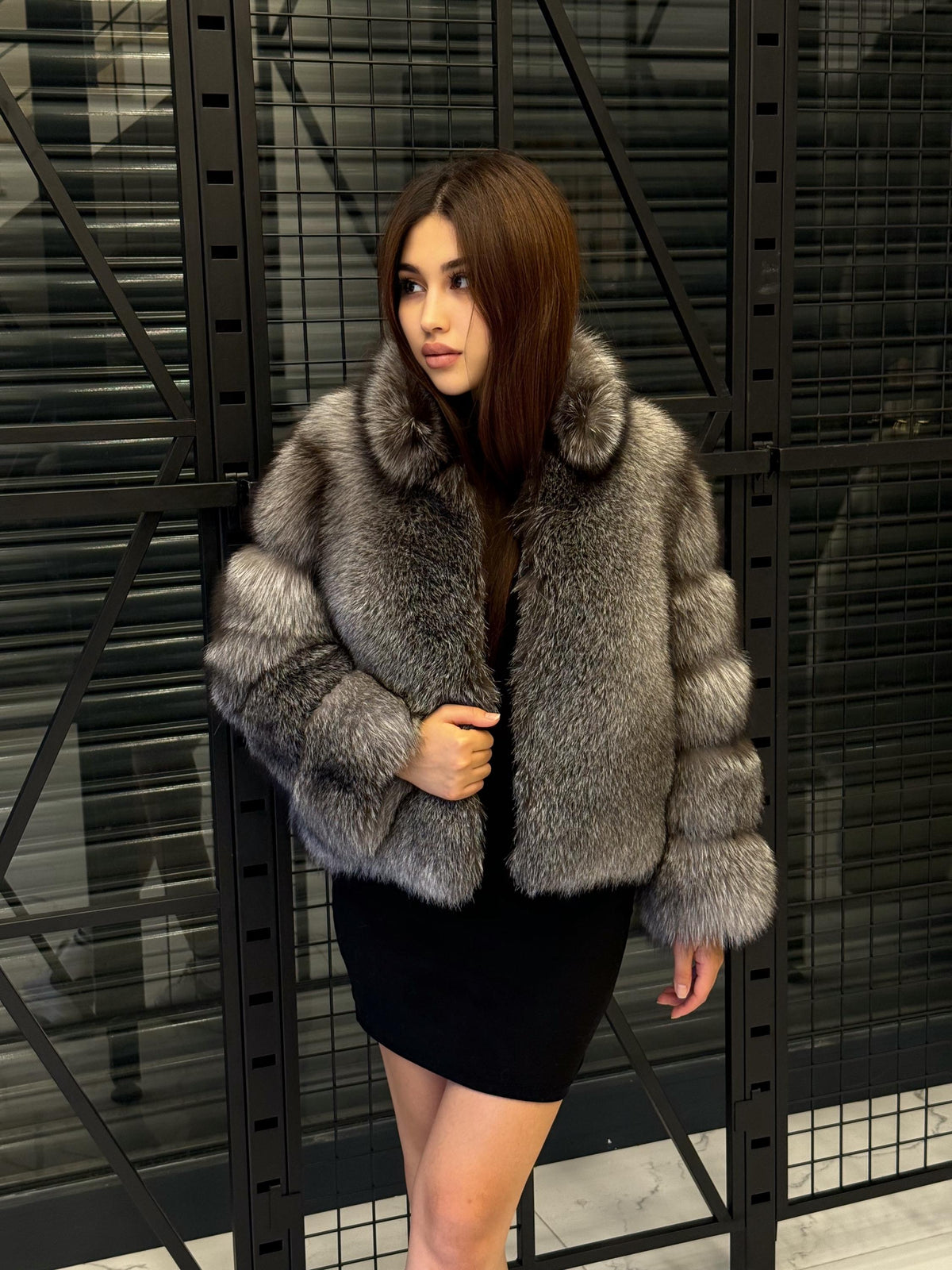 Handmade Silver Fox Fur Jacket: Women's Winter Short Coat