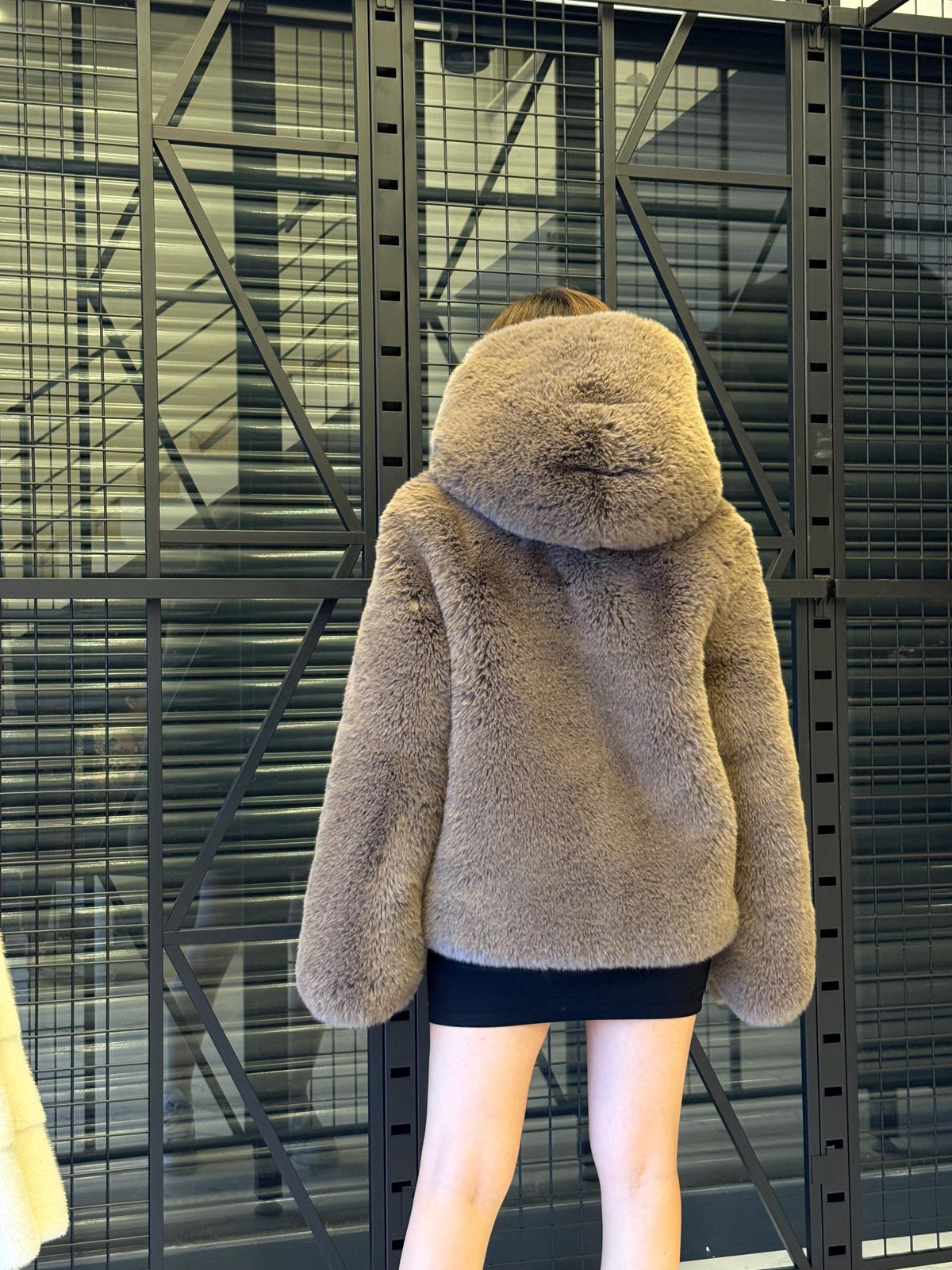Handmade Brown Faux Teddy Fur Jacket, Luxury Women Hooded Vegan Fur Coat
