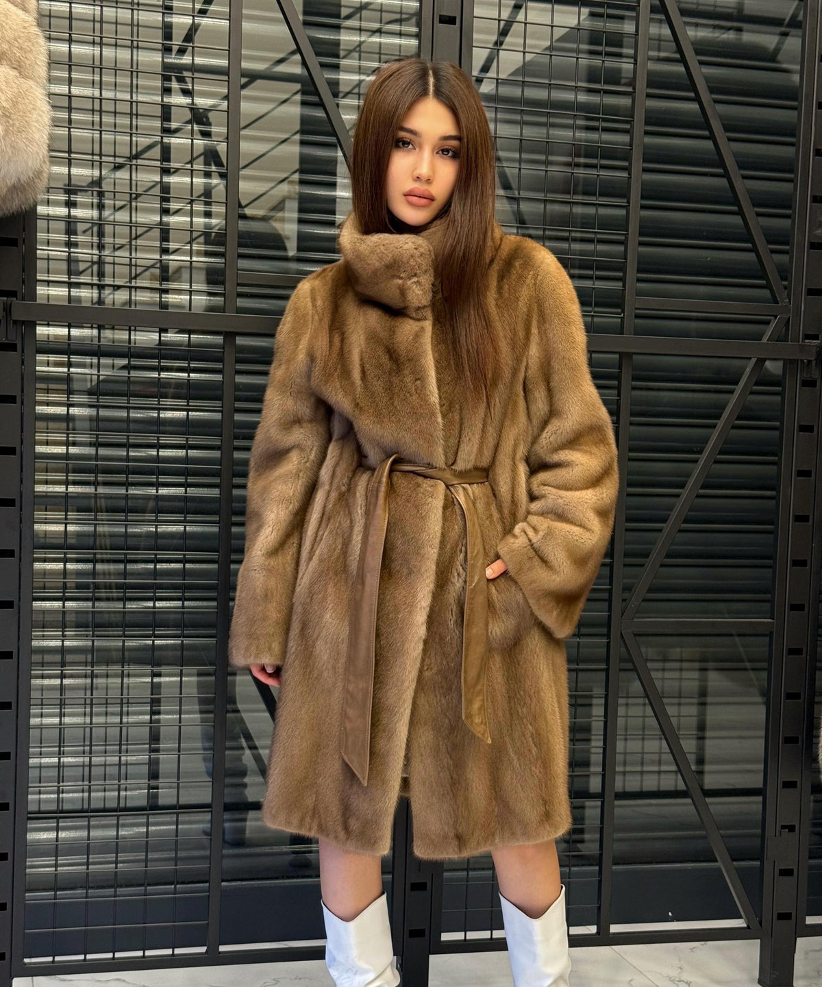 Luxury Brown Mink Fur Coat – Premium Quality Real Fur | Long Belted Winter Overcoat | Elegant Classic Outerwear | Limited Edition