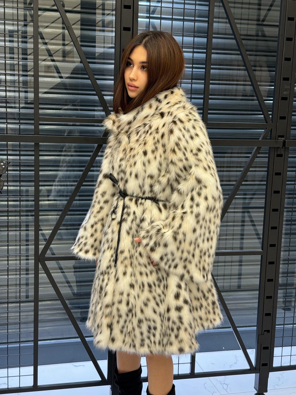 Handmade Faux Fur Snow Leopard Coat: Vegan Lynx Winter Outerwear