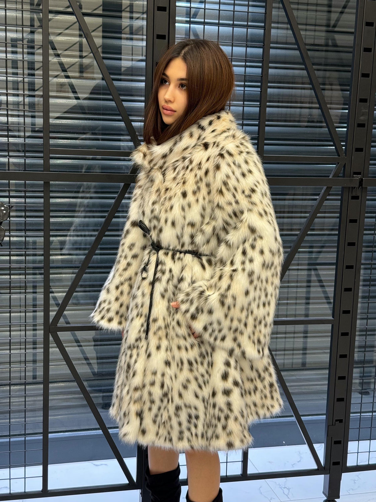 Handmade Faux Fur Snow Leopard Coat: Vegan Lynx Winter Outerwear