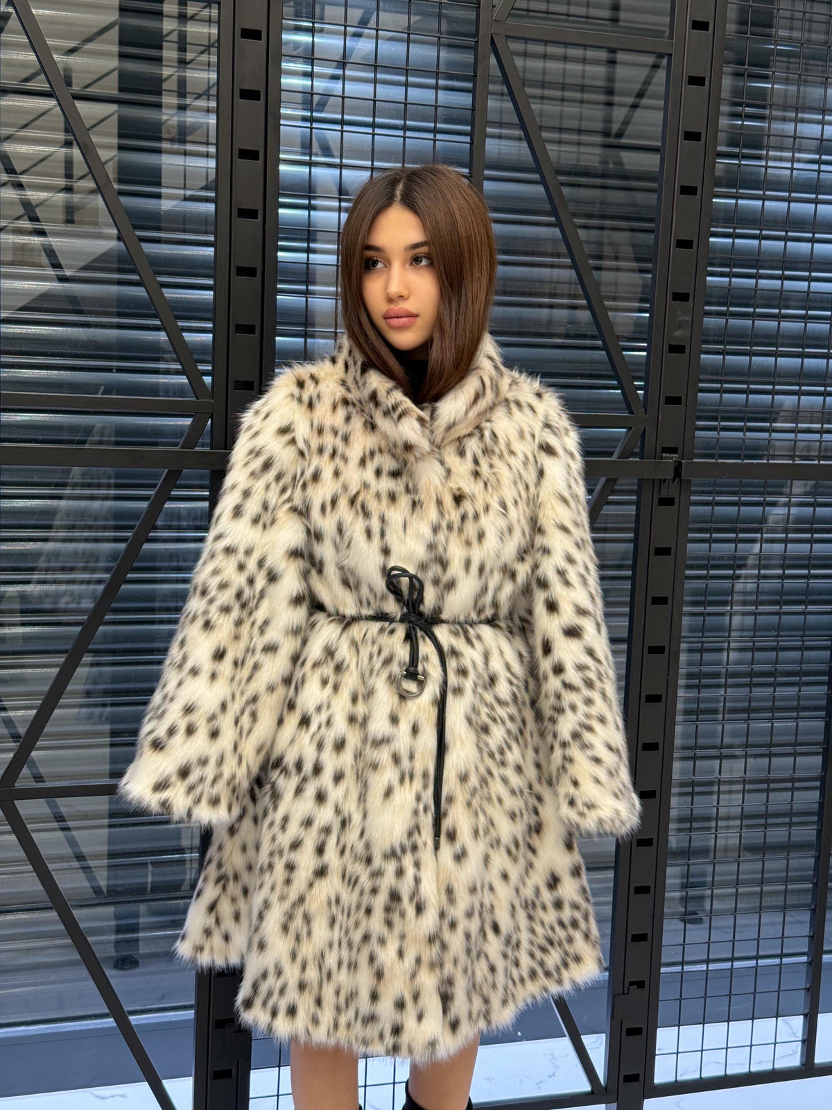 Handmade Faux Fur Snow Leopard Coat: Vegan Lynx Winter Outerwear