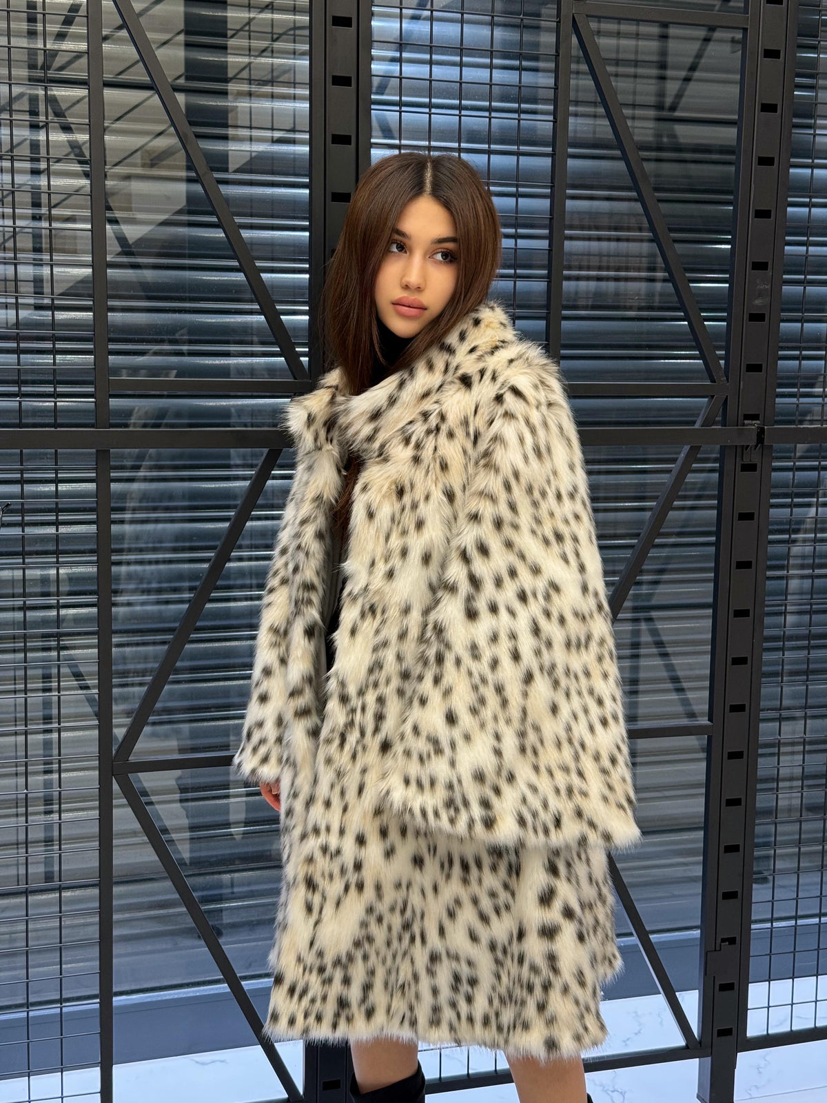 Handmade Faux Fur Snow Leopard Coat: Vegan Lynx Winter Outerwear