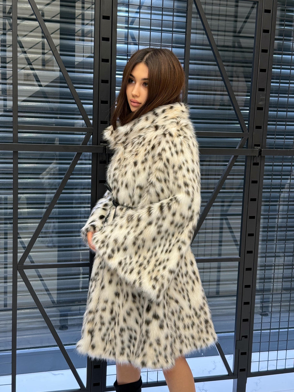 Handmade Faux Fur Snow Leopard Coat: Vegan Lynx Winter Outerwear