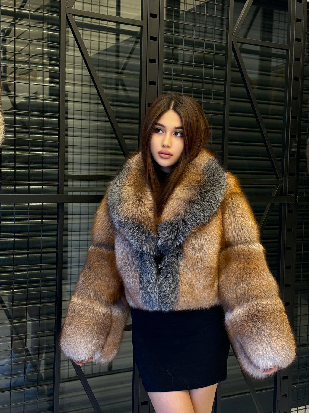 Women’s Golden Fox Fur Jacket: Short Luxury Winter Coat For Women