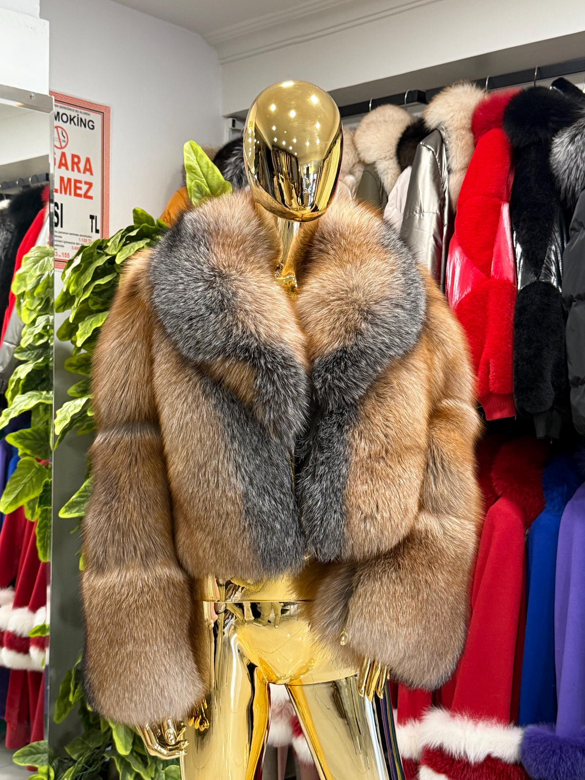 Women’s Golden Fox Fur Jacket: Short Luxury Winter Coat For Women