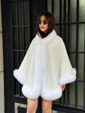 Crystal Embellished Fox Fur Bridal Poncho: Winter Wedding Cape