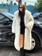 Long White Fox Fur Coat, Unisex Fox Fur Jacket. Women Fox Fur Jacket, Men Fox Fur Coat