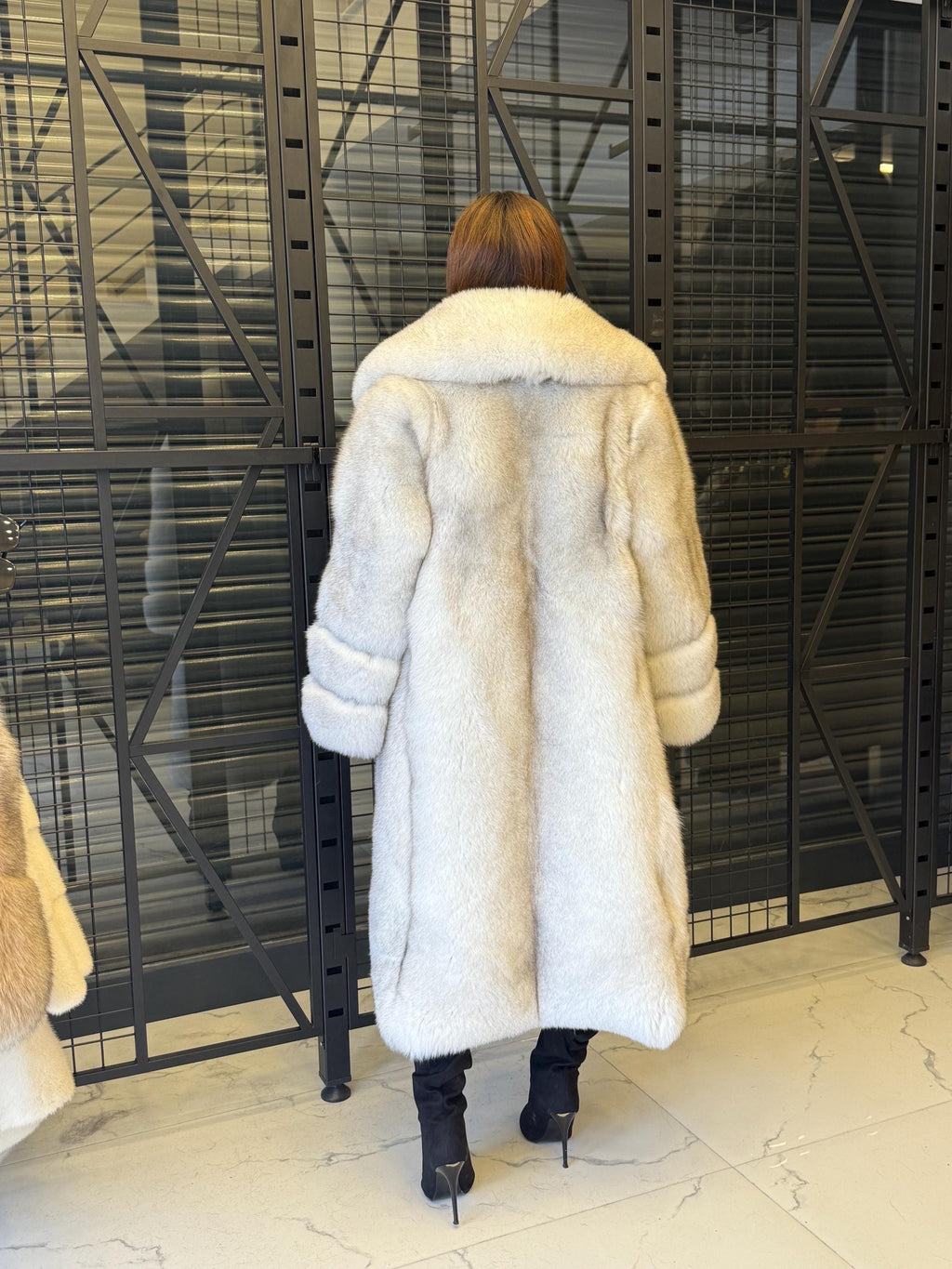 Long White Fox Fur Coat, Unisex Fox Fur Jacket. Women Fox Fur Jacket, Men Fox Fur Coat