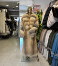 Luxury Gold Fox Fur Coat, Unisex Long Fox Fur Jacket, Women Fox Fur Jacket, Premium Men Fox Fur Coat