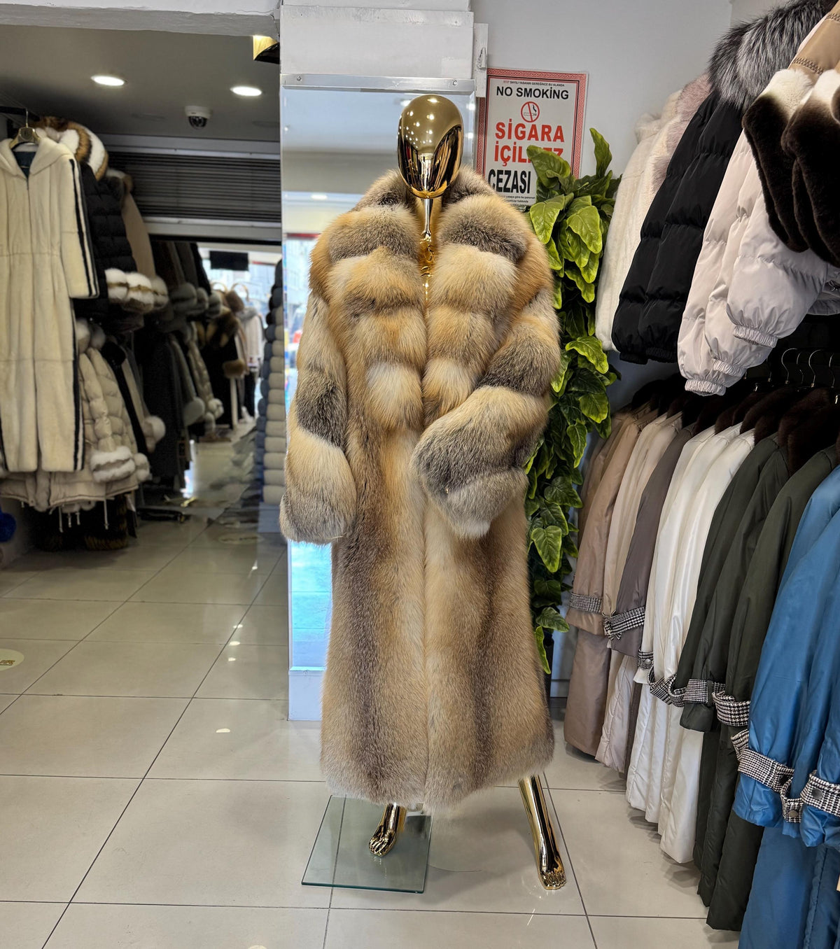 Luxury Gold Fox Fur Coat, Unisex Long Fox Fur Jacket, Women Fox Fur Jacket, Premium Men Fox Fur Coat