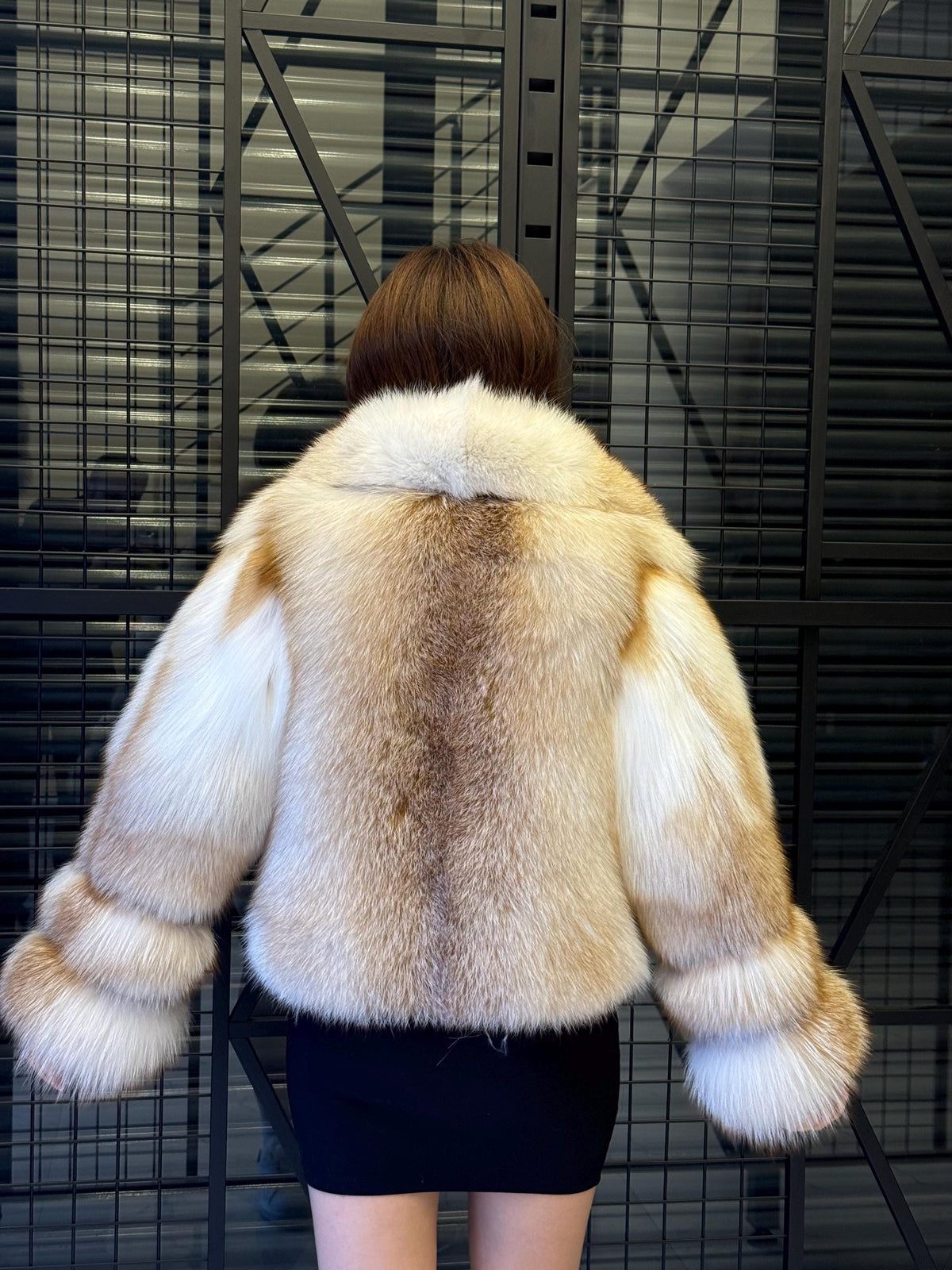 Handmade Gold & White Fox Fur Coat, Luxury Winter Women Jacket