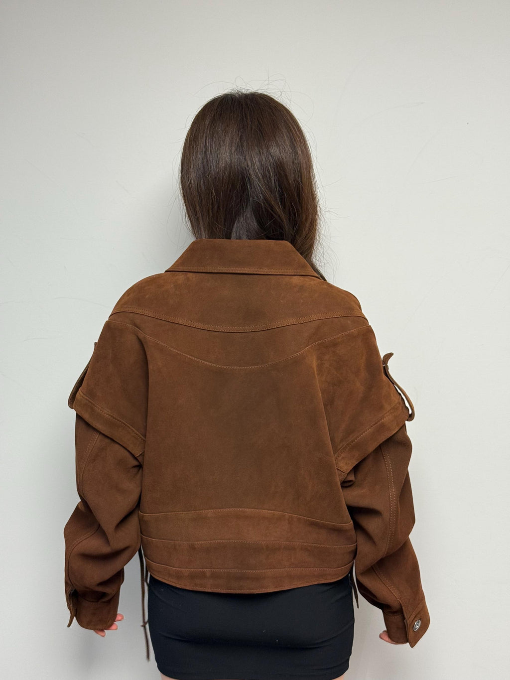 Handmade Brown Suede Biker Jacket: Oversized Detachable Sleeve Coat