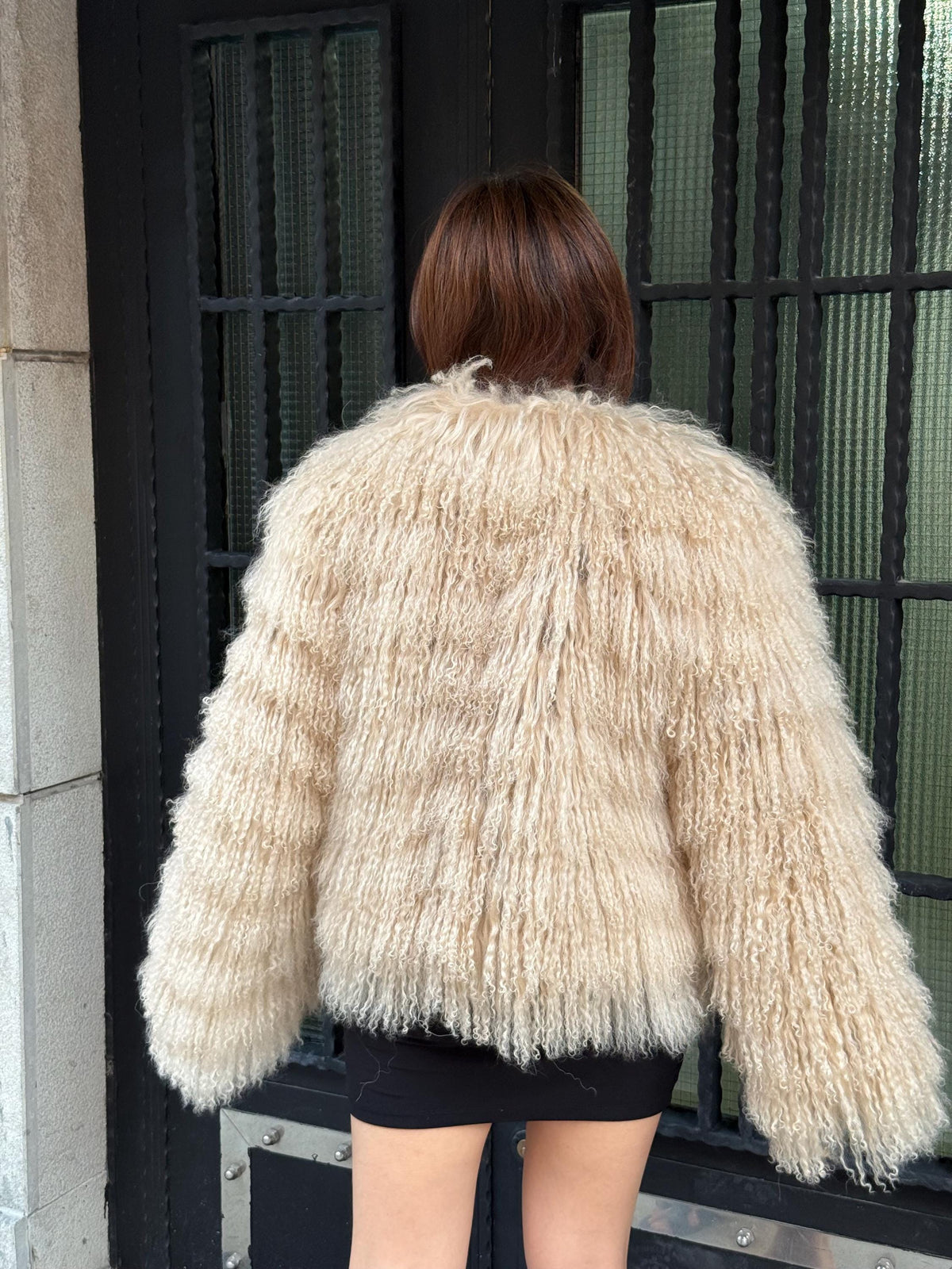 Camel Women Luxury Mongolian Sheepskin Tibetan Fur Coat | Handmade Winter Fluffy Lamb Fur Outerwear | Full Skin Shaggy Tibetan Fur Coat
