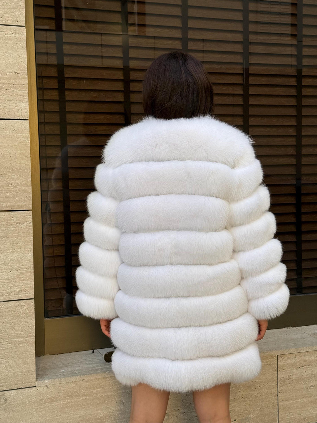 Convertible White Fox Fur Coat: Handmade 3-in-1 Long to Short Jacket, Vest