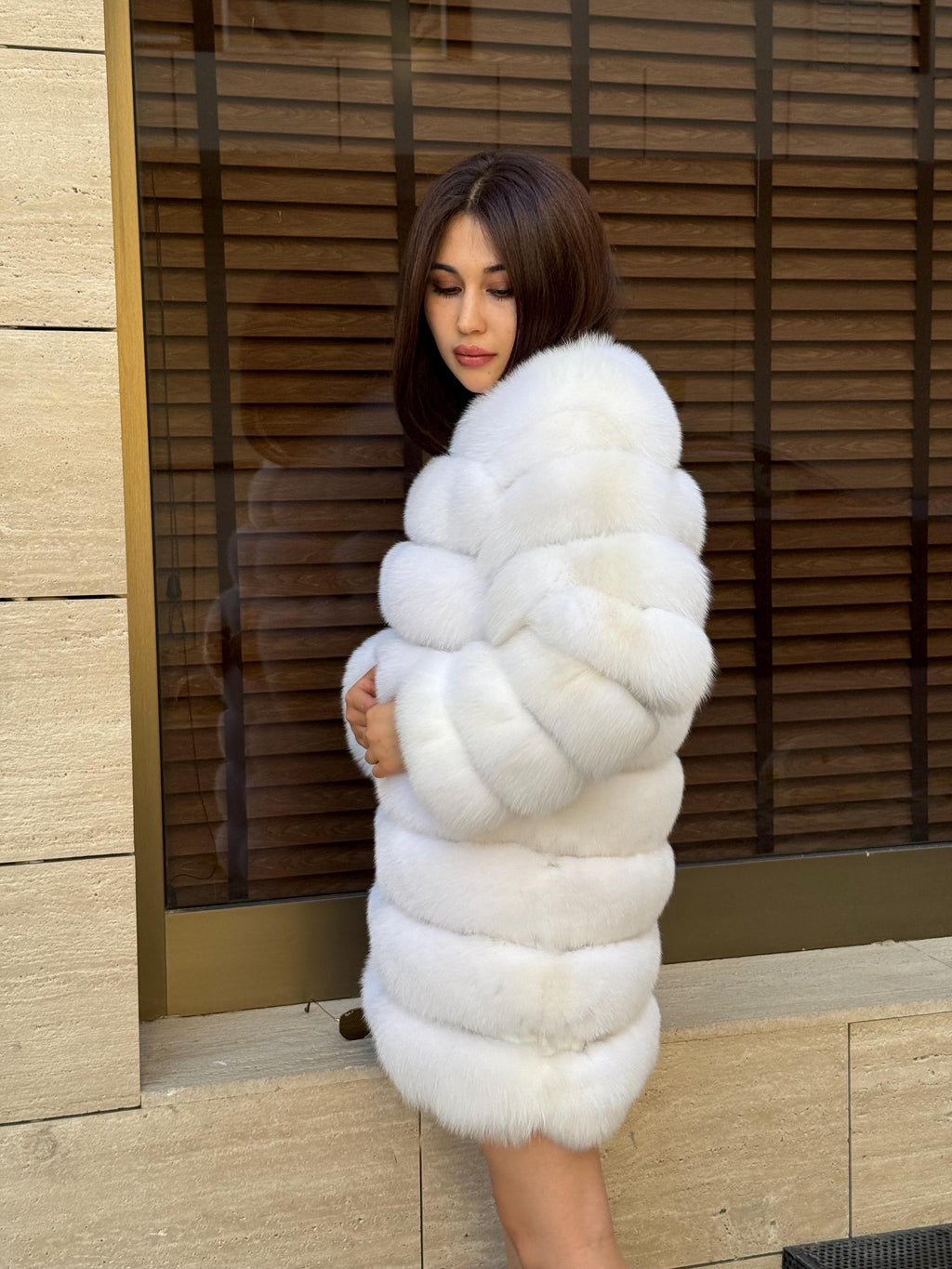 Convertible White Fox Fur Coat: Handmade 3-in-1 Long to Short Jacket, Vest