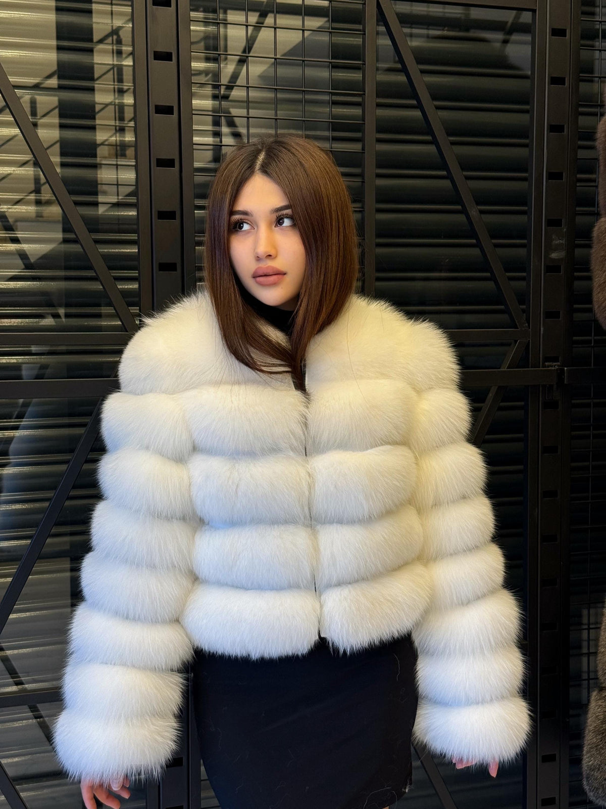 White Fox Fur Jacket: Short Luxury Winter Fur Coat For Women