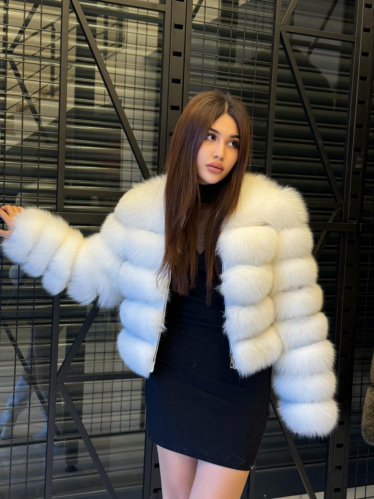 White Fox Fur Jacket: Short Luxury Winter Fur Coat For Women