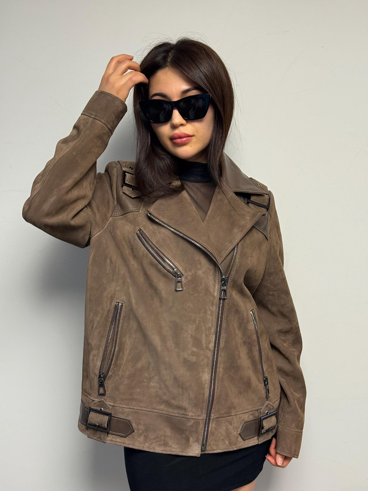 Embroidered Suede Leather Aviator Jacket - Limited Edition Lambskin Coat For Women
