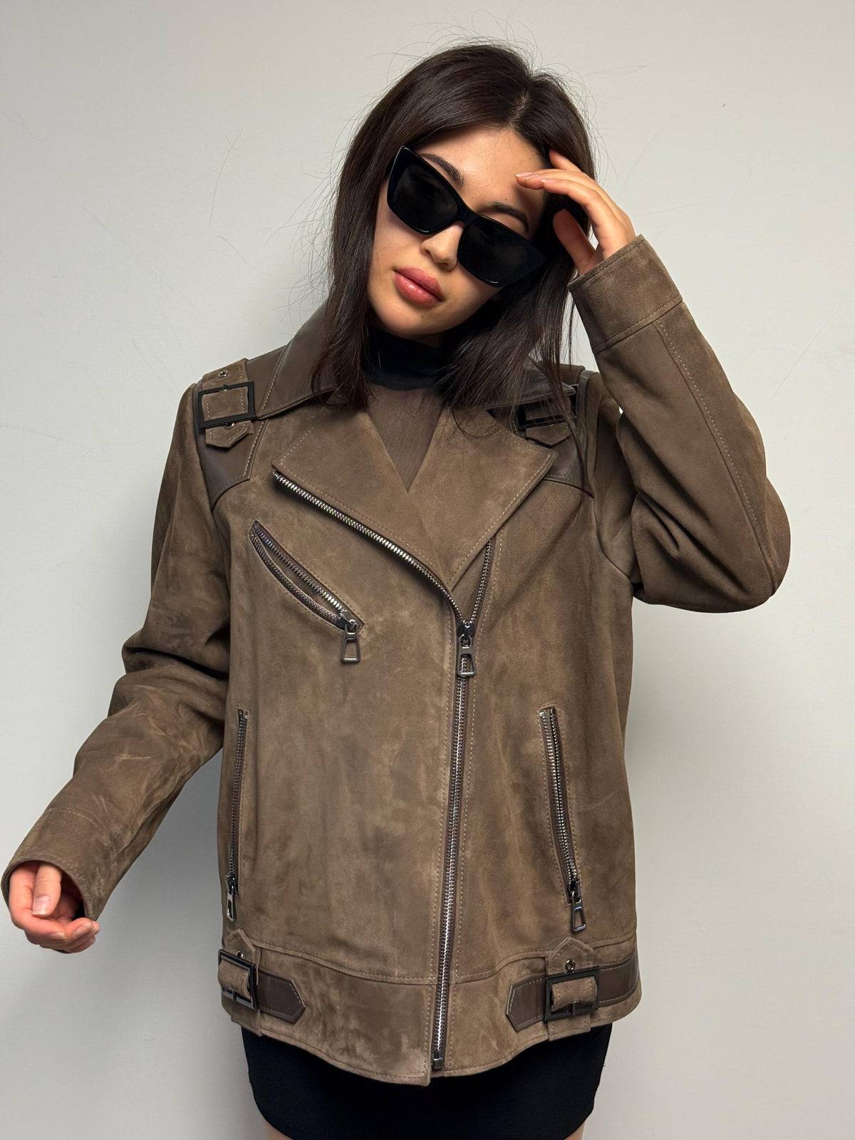 Embroidered Suede Leather Aviator Jacket - Limited Edition Lambskin Coat For Women