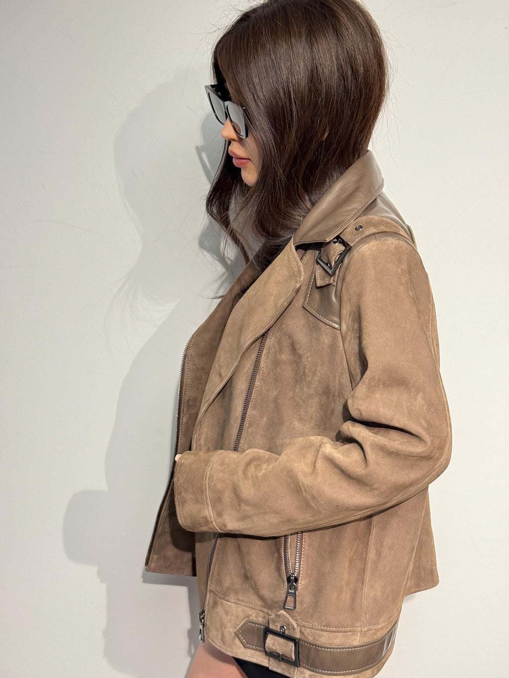 Embroidered Suede Leather Aviator Jacket - Limited Edition Lambskin Coat For Women