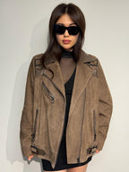 Embroidered Suede Leather Aviator Jacket - Limited Edition Lambskin Coat For Women