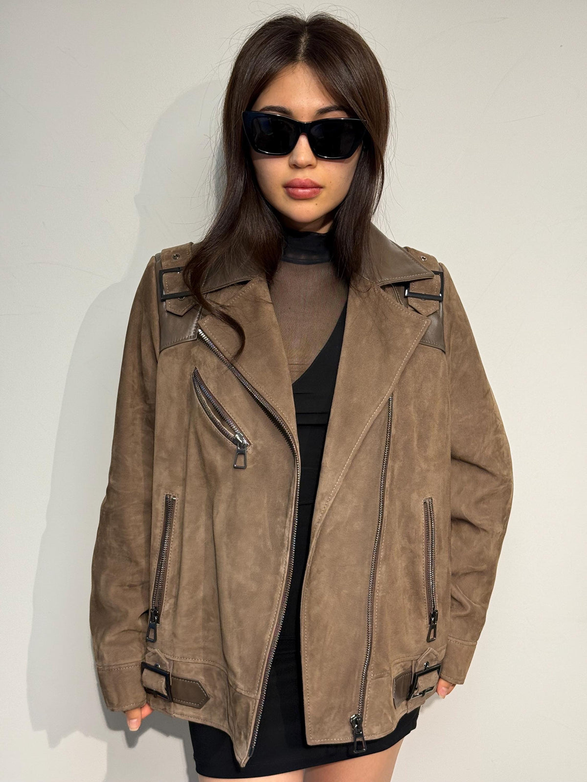 Embroidered Suede Leather Aviator Jacket - Limited Edition Lambskin Coat For Women