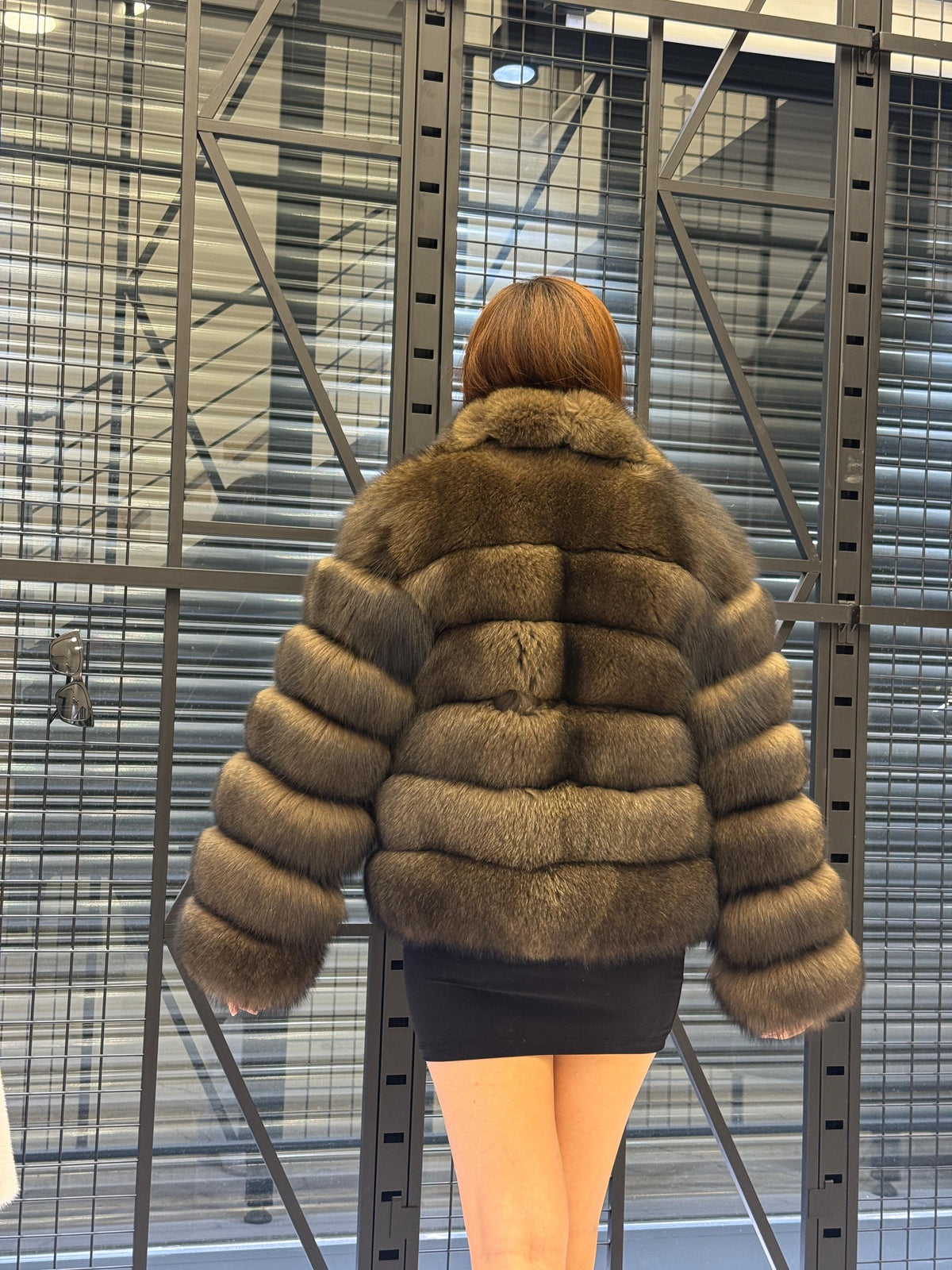 Brown Fox Fur Jacket, Limited Edition Sable Color Fur Coat For Women