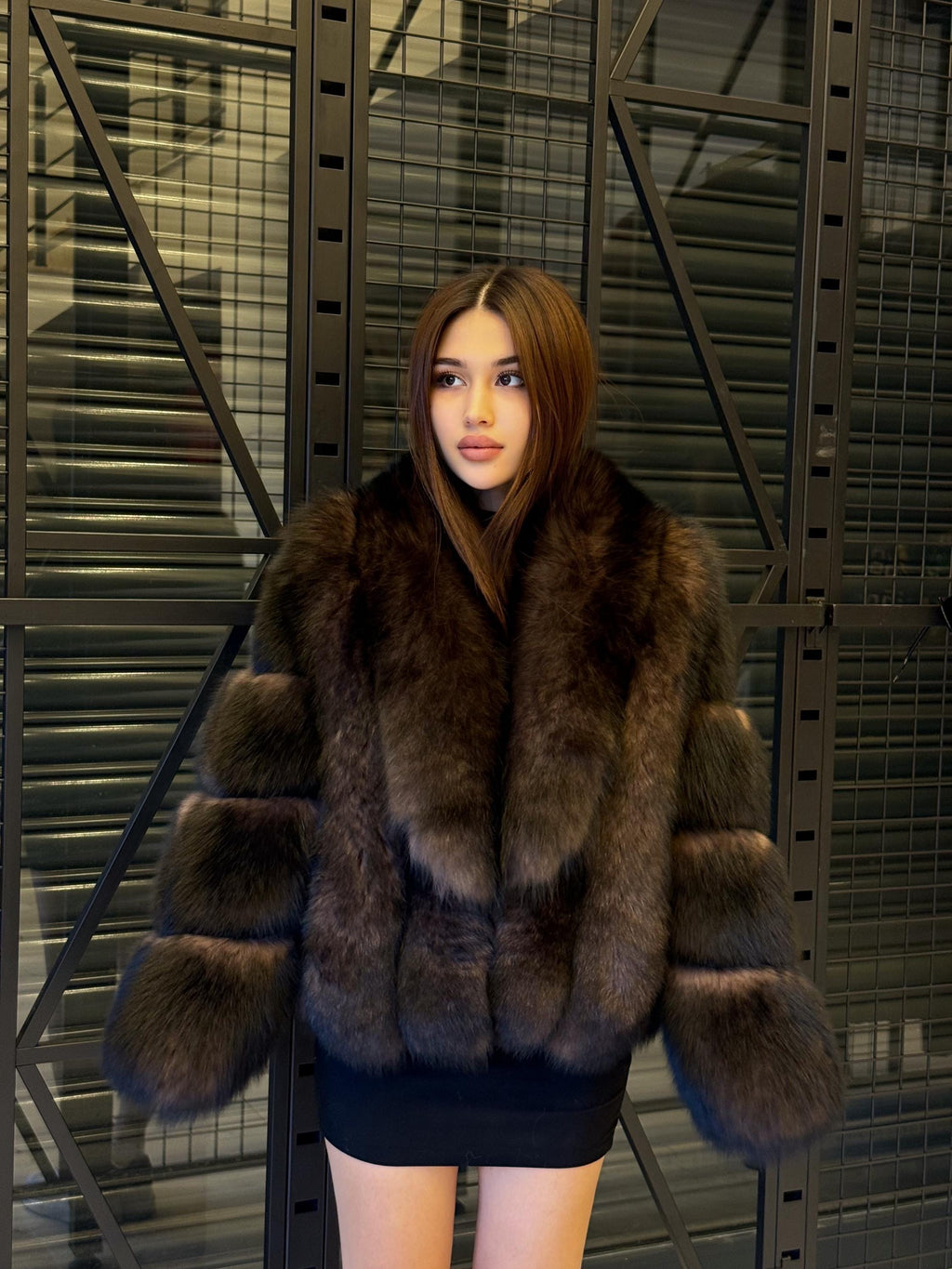 Women’s Brown Fox Fur Jacket: Limited Edition Sable Color Fur Coat