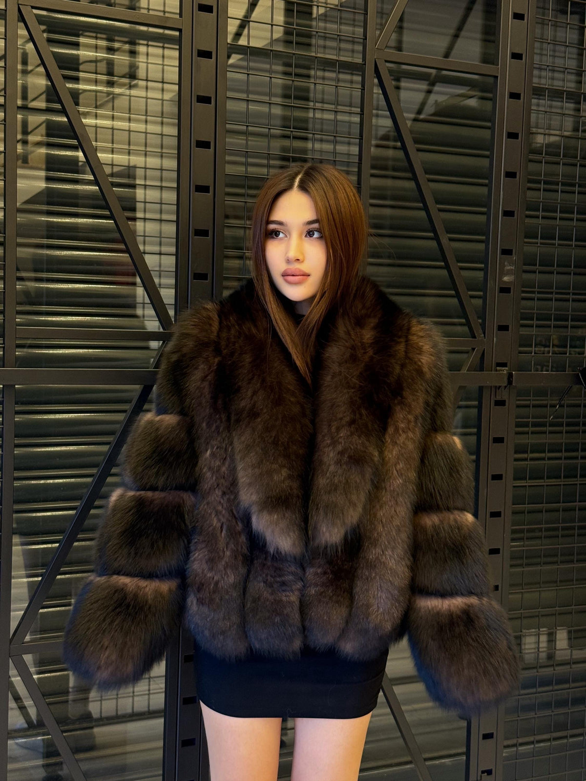 Women’s Brown Fox Fur Jacket: Limited Edition Sable Color Fur Coat