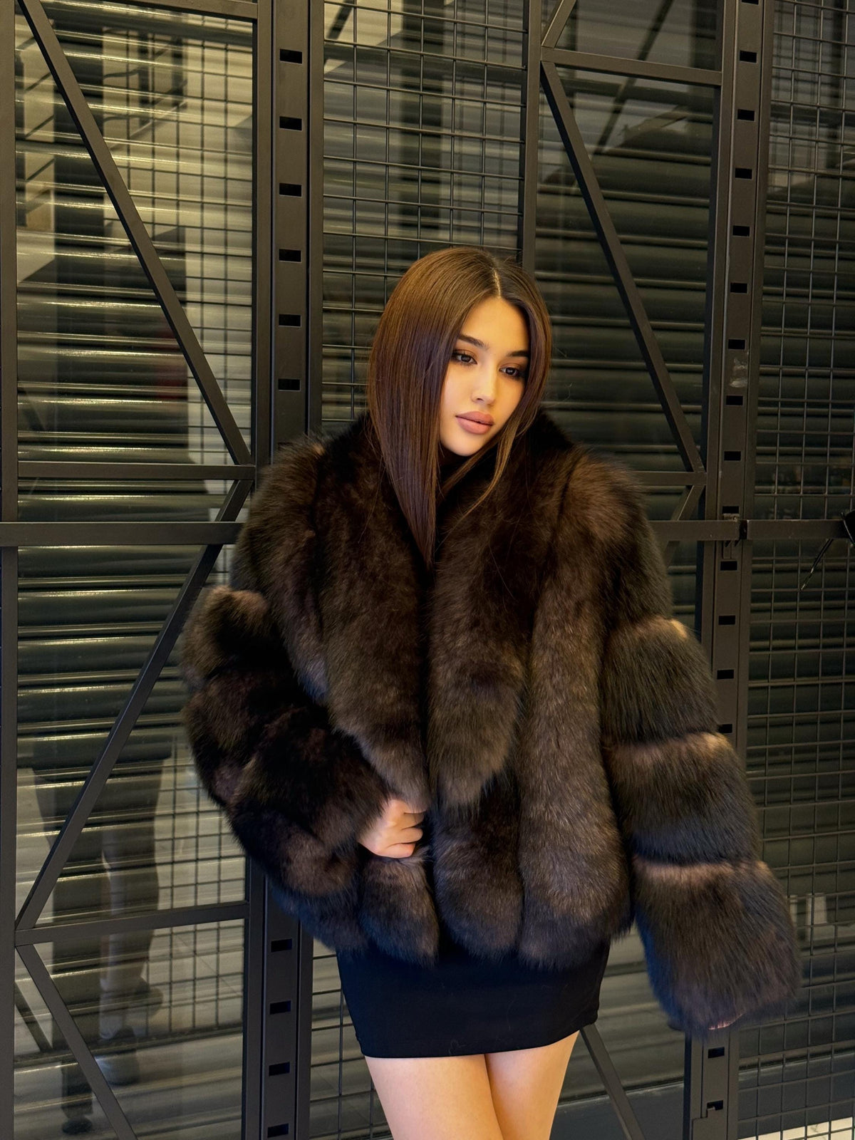 Women’s Brown Fox Fur Jacket: Limited Edition Sable Color Fur Coat
