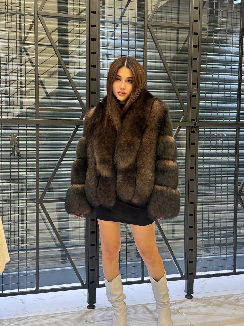 Women’s Brown Fox Fur Jacket: Limited Edition Sable Color Fur Coat