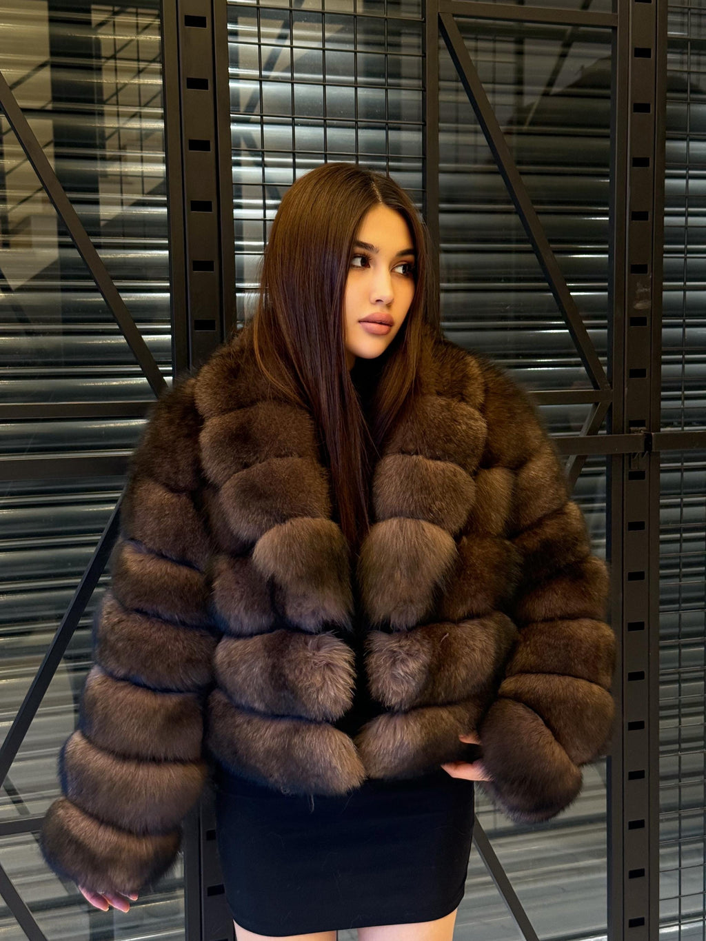 Brown Fox Fur Jacket: Limited Edition Sable Color Women Fur Coat