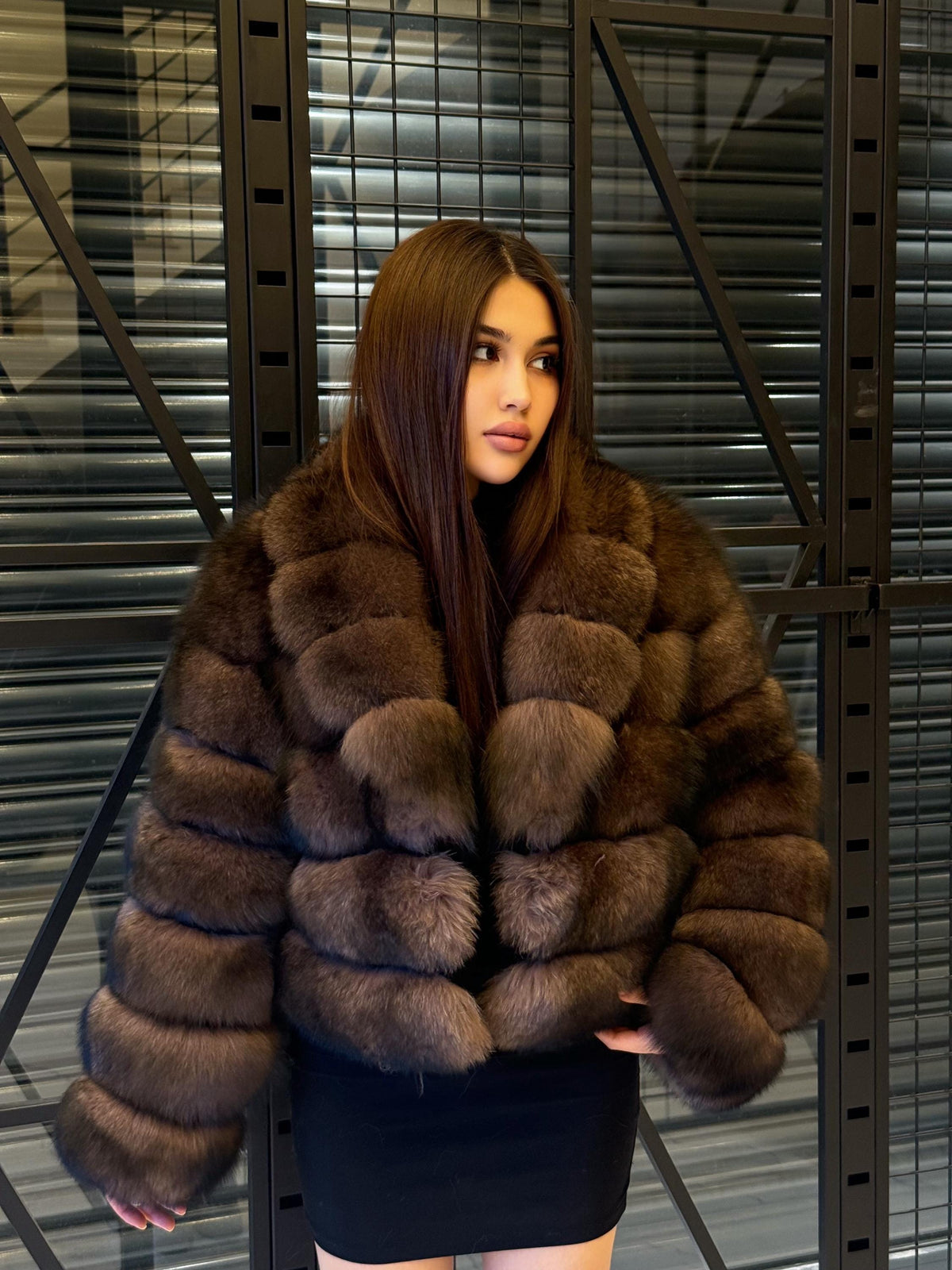 Brown Fox Fur Jacket: Limited Edition Sable Color Women Fur Coat