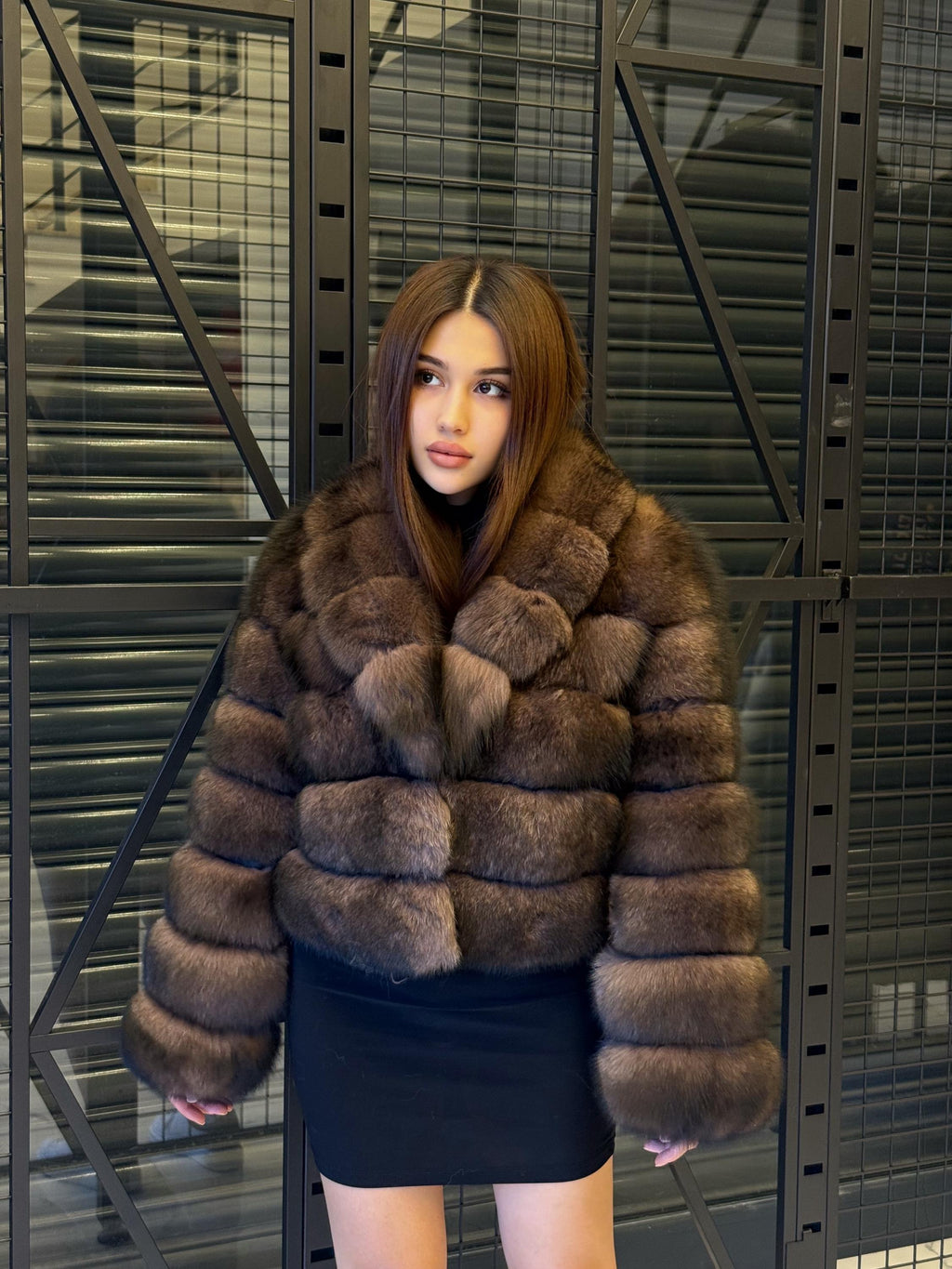 Brown Fox Fur Jacket: Limited Edition Sable Color Women Fur Coat