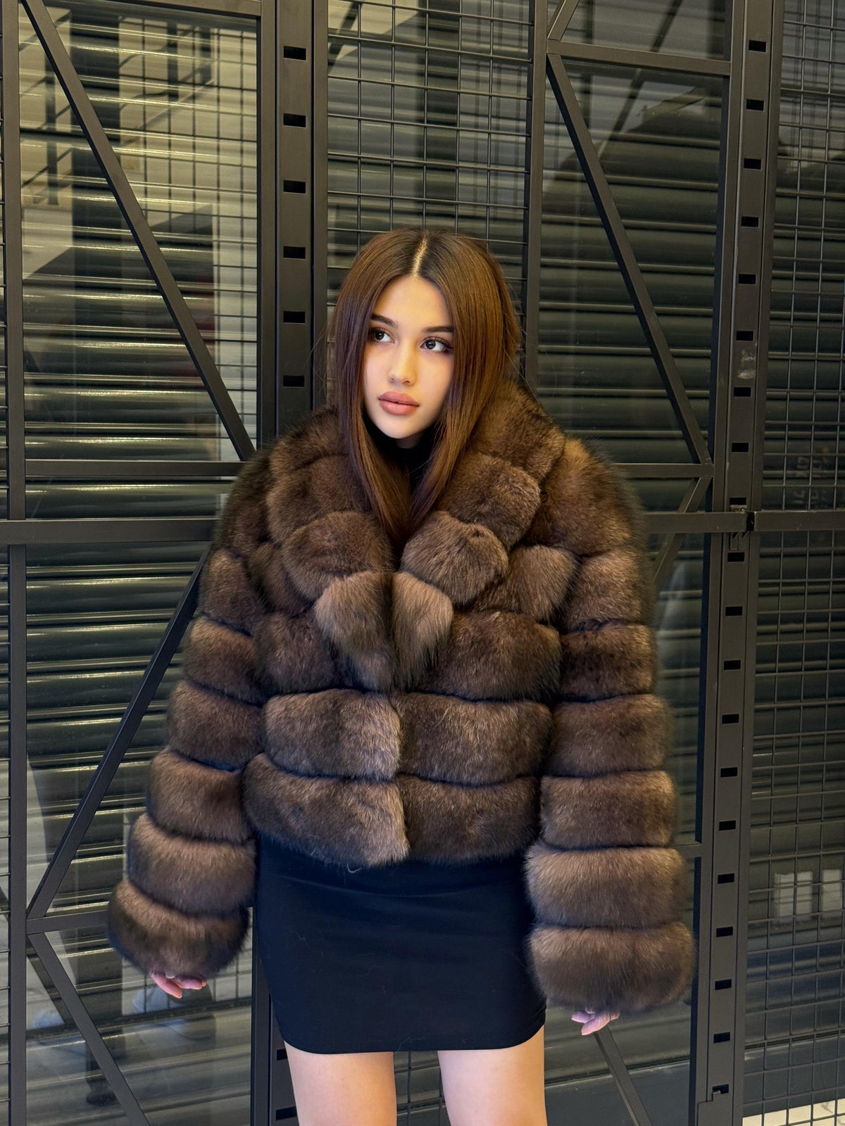 Brown Fox Fur Jacket: Limited Edition Sable Color Women Fur Coat
