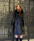Black Pony Fur Jacket With Fox Fur Trim – Handmade Women’s Long Coat, Limited Edition Jacket