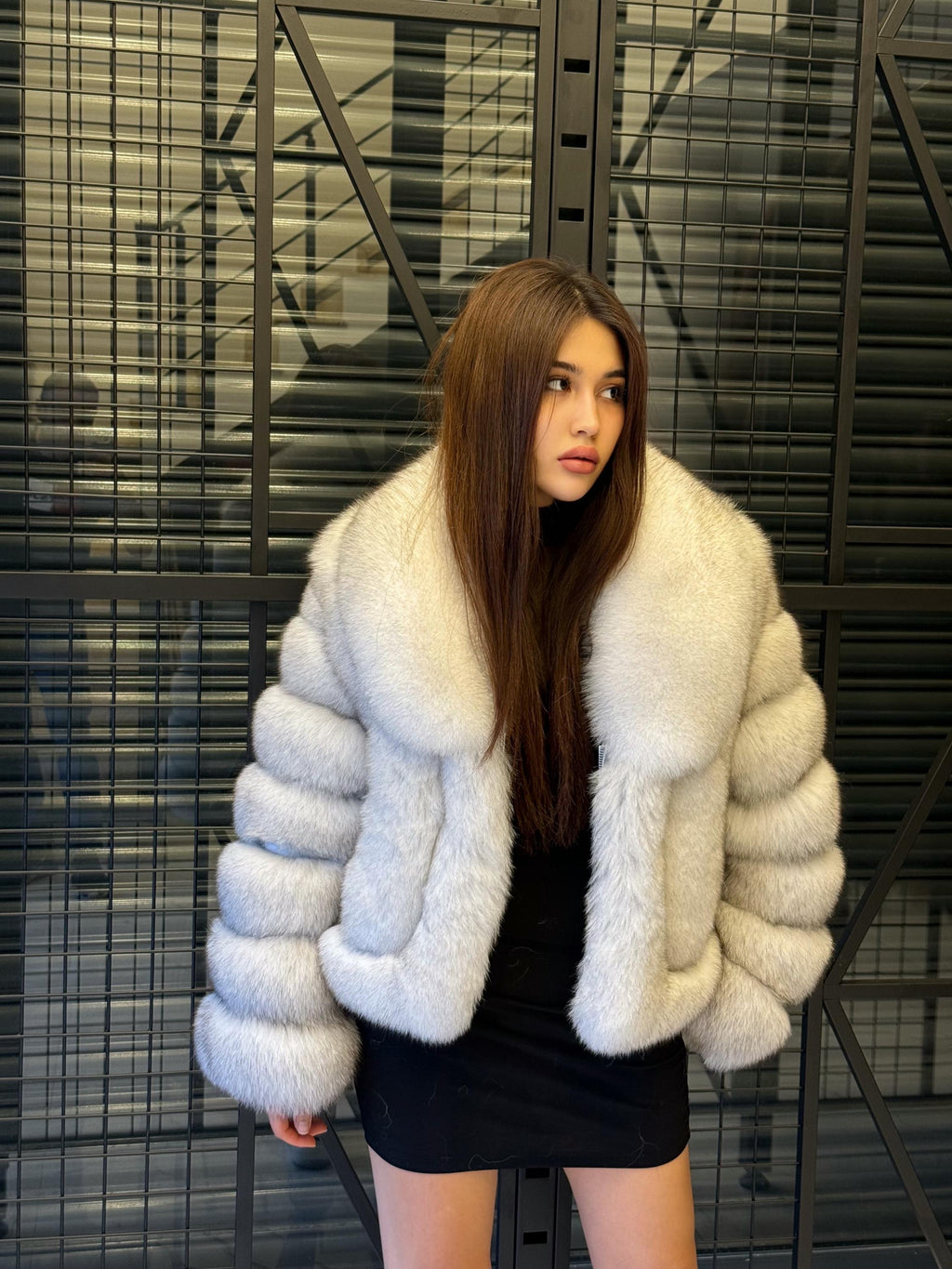 White Fox Fur Jacket, Women’s Handmade Short Fur Coat