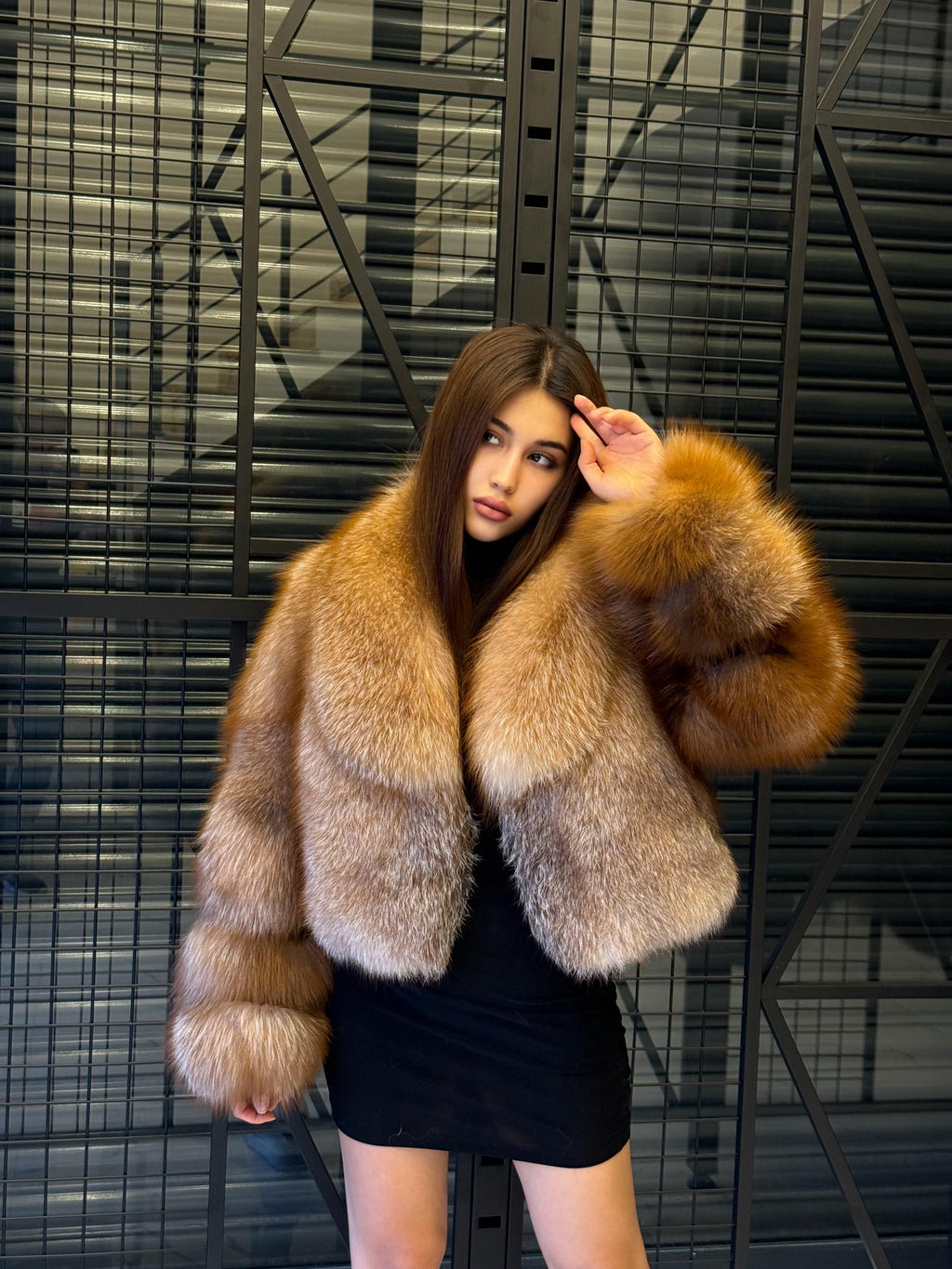 Luxury Fox Fur Jacket, Handmade Winter Fur Coat. Short Fox Fur Coat. Women Fox Fur Jacket. Red Fox Fur Jacket