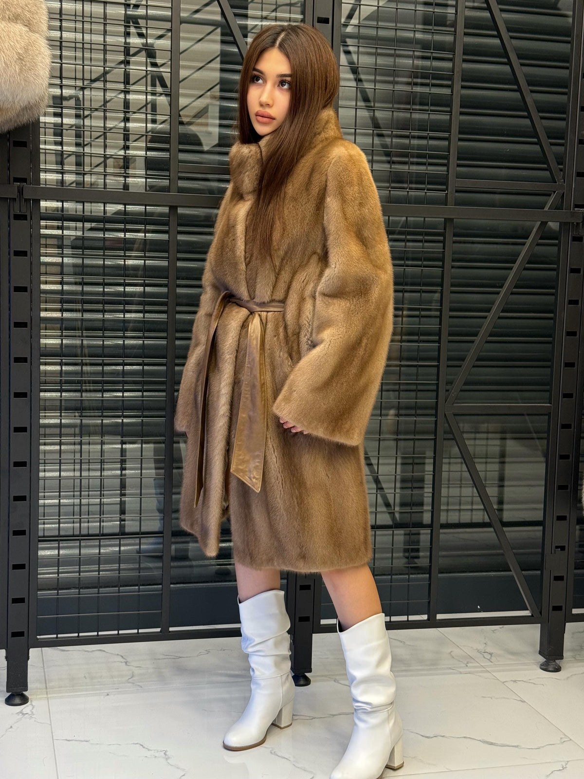 Luxury Brown Mink Fur Coat – Premium Quality Real Fur | Long Belted Winter Overcoat | Elegant Classic Outerwear | Limited Edition
