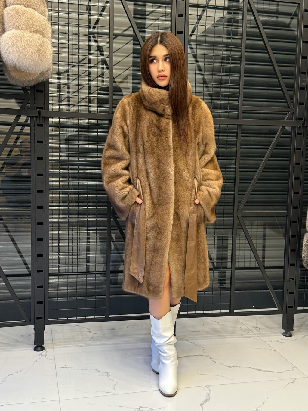 Luxury Brown Mink Fur Coat – Premium Quality Real Fur | Long Belted Winter Overcoat | Elegant Classic Outerwear | Limited Edition